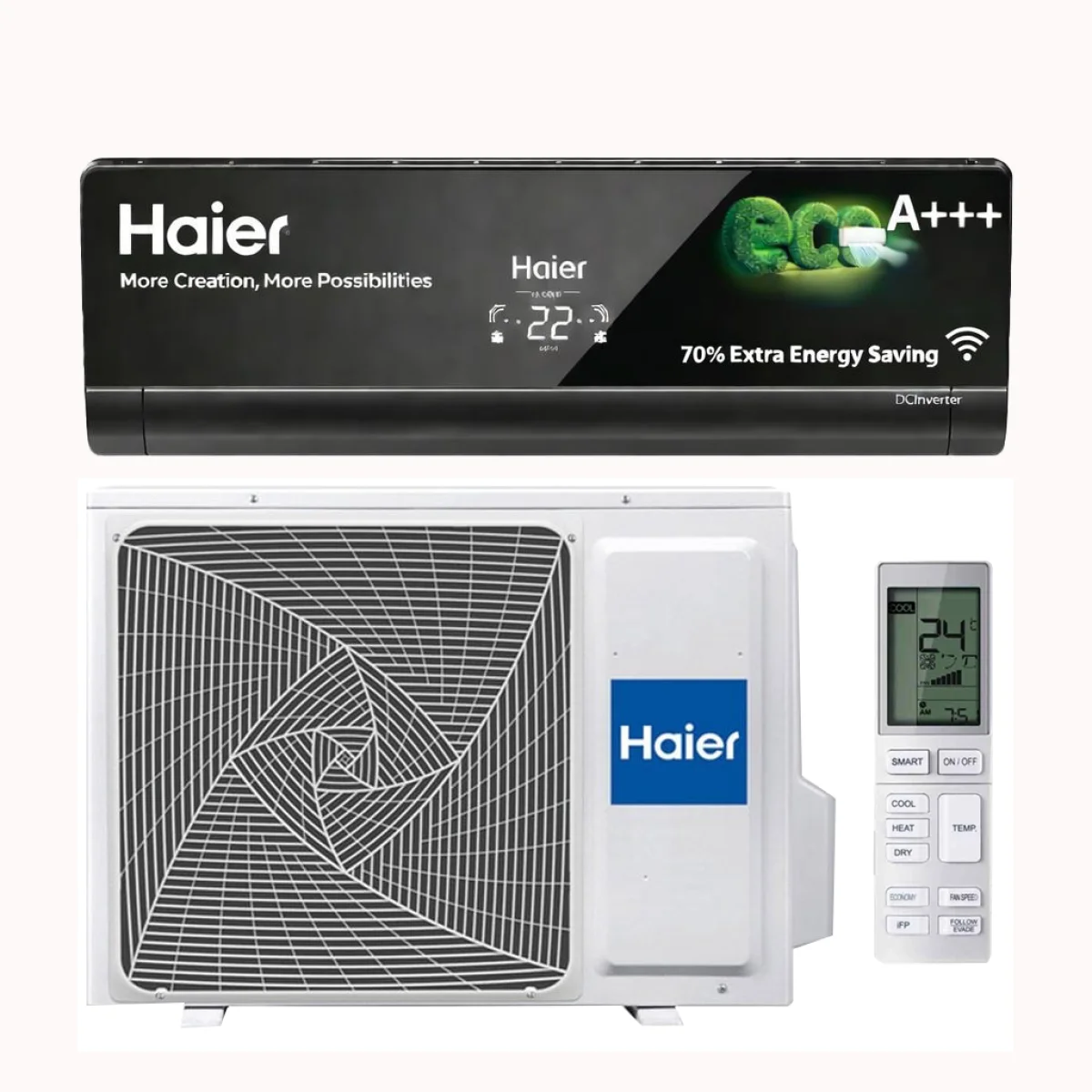 SPLIT HAIER COOL BLACK MIRROR +WIFI 10000BTU