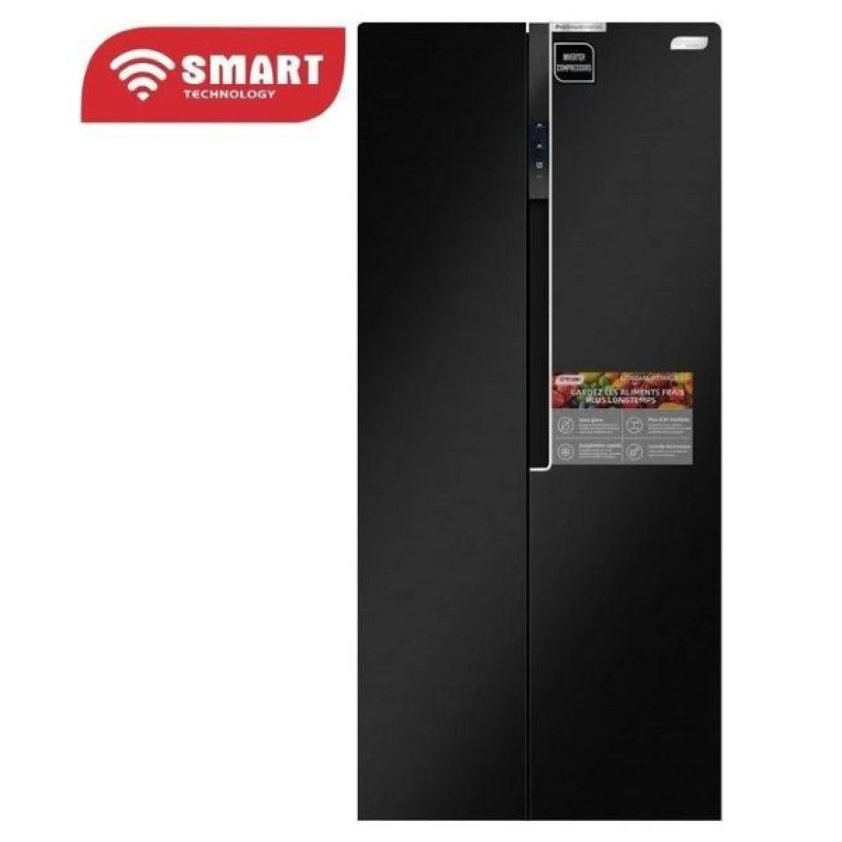 REFRIGERATEUR SMART TECHNOLOGY SIDE BY SIDE 2PORTES NOIR STR-9011H
