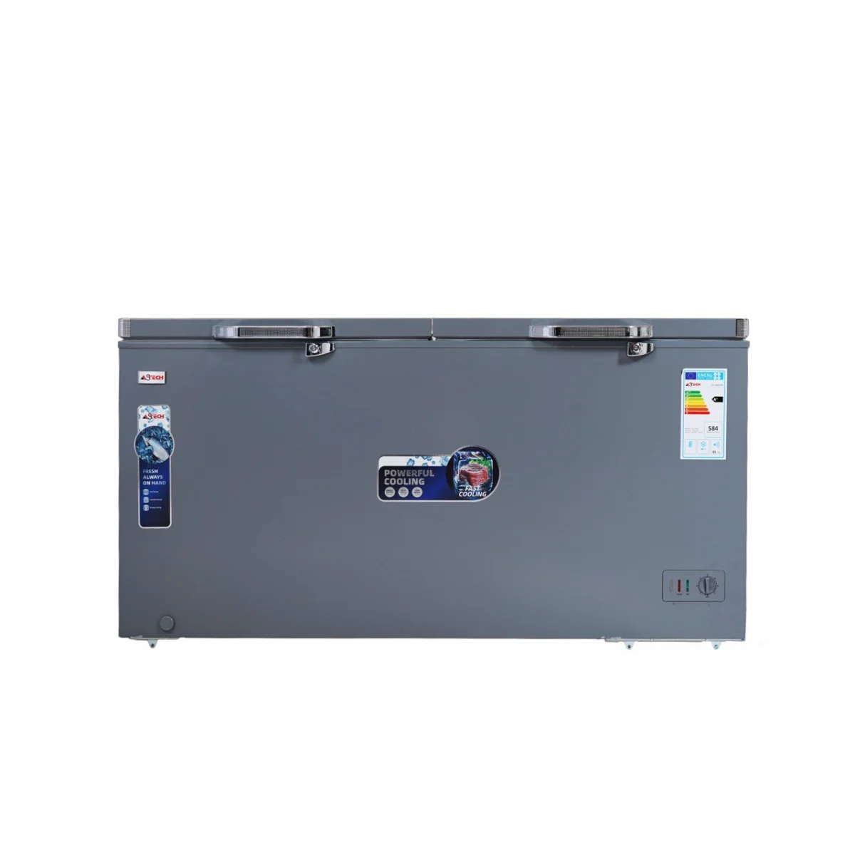 CONGELATEUR ASTECH HORIZONTAL 600LITRES AVEC VITRE SILVER CH600GM 