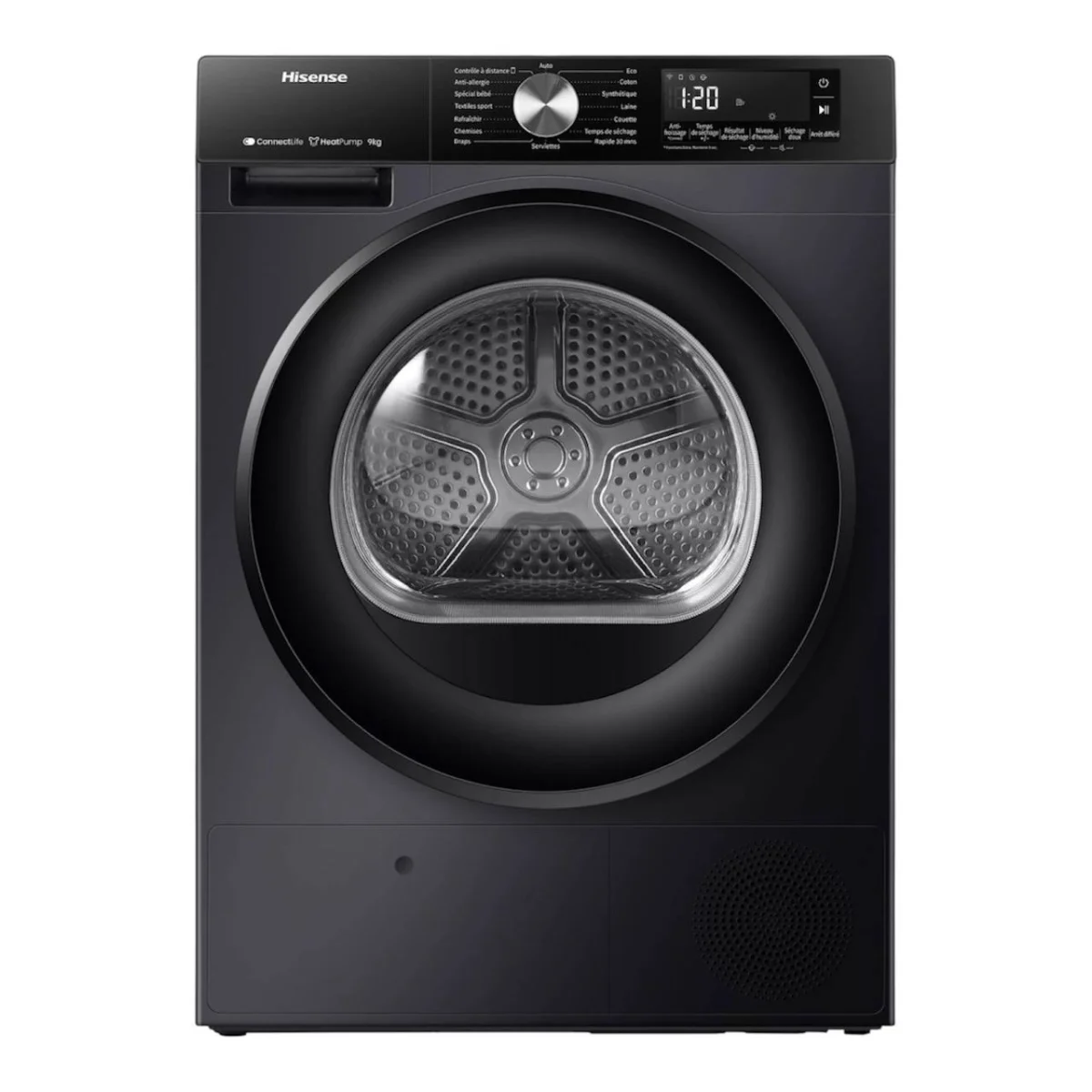 SECHE LINGE HISENSE 9KG POMPE A CHALEUR WIFI GRIS DH3S902BBCC