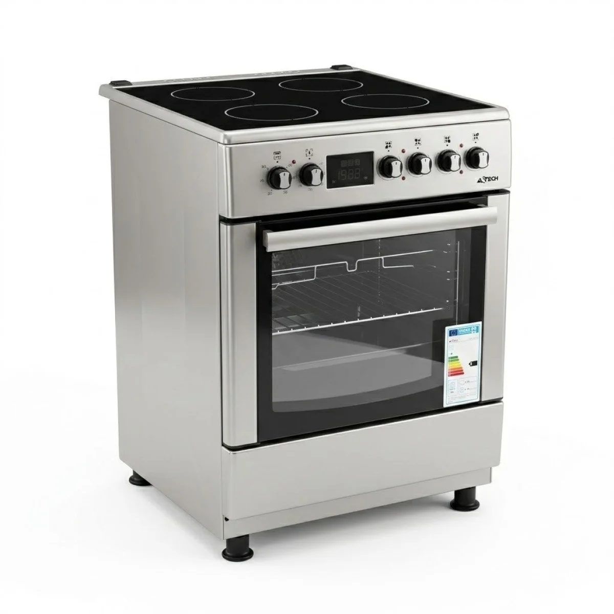 CUISINIERE ASTECH 4FEUX 60X60 ELECTRIQUE AVEC FOUR ELCTRIQUE INOX CK78PLFOEL
