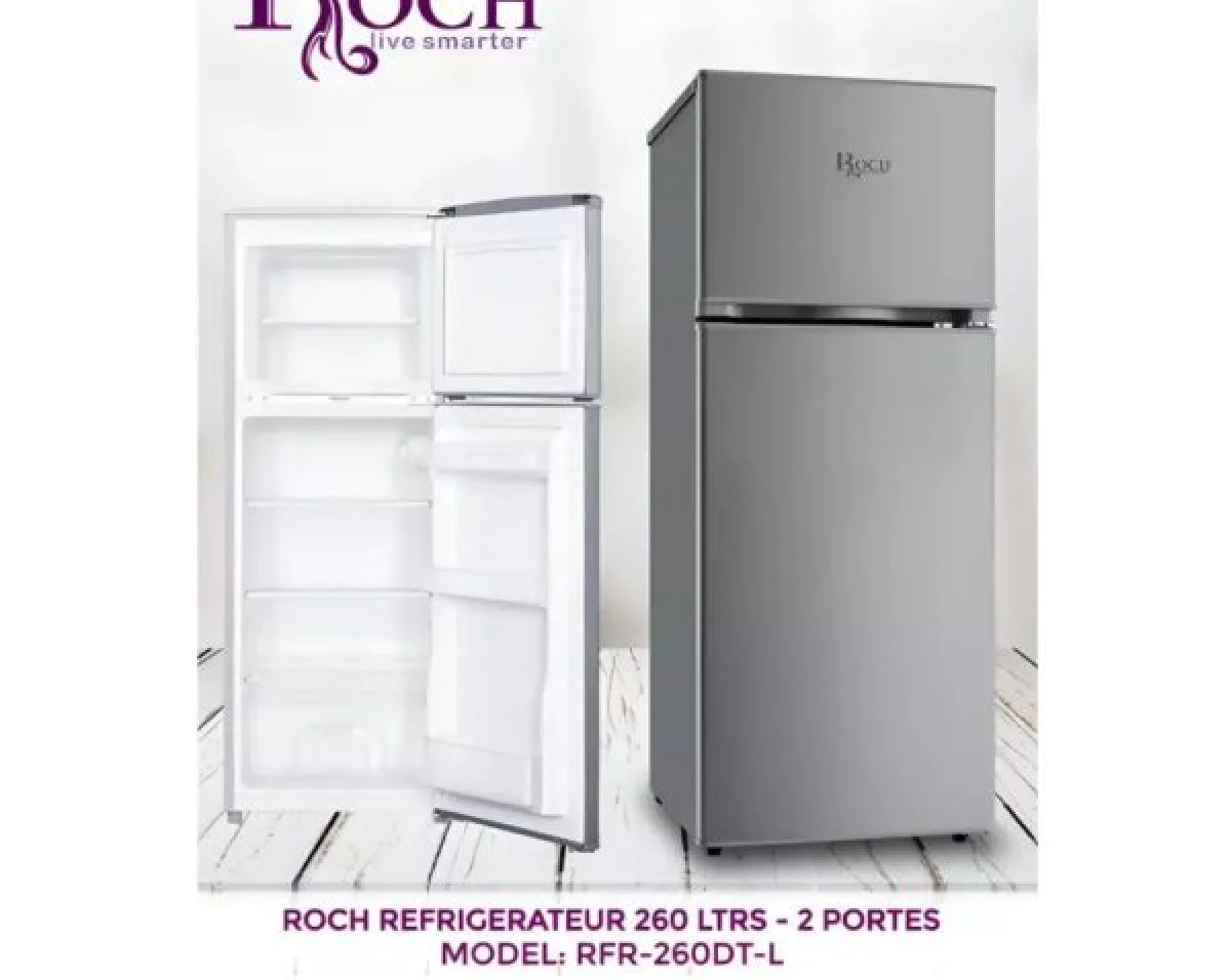  REFRIGERATEUR ROCH 2PORTES 260LITRES SILVER RFR260DT-L