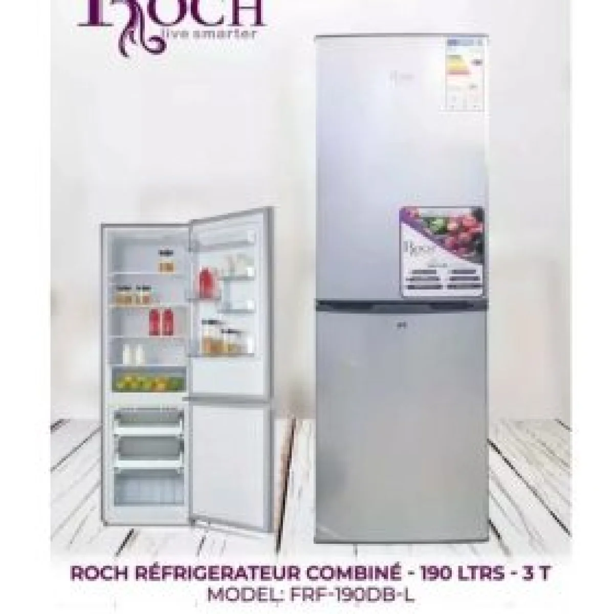 REFRIGERATEUR ROCH COMBINE 3TIROIRS 190LITRES RFR190DBL 