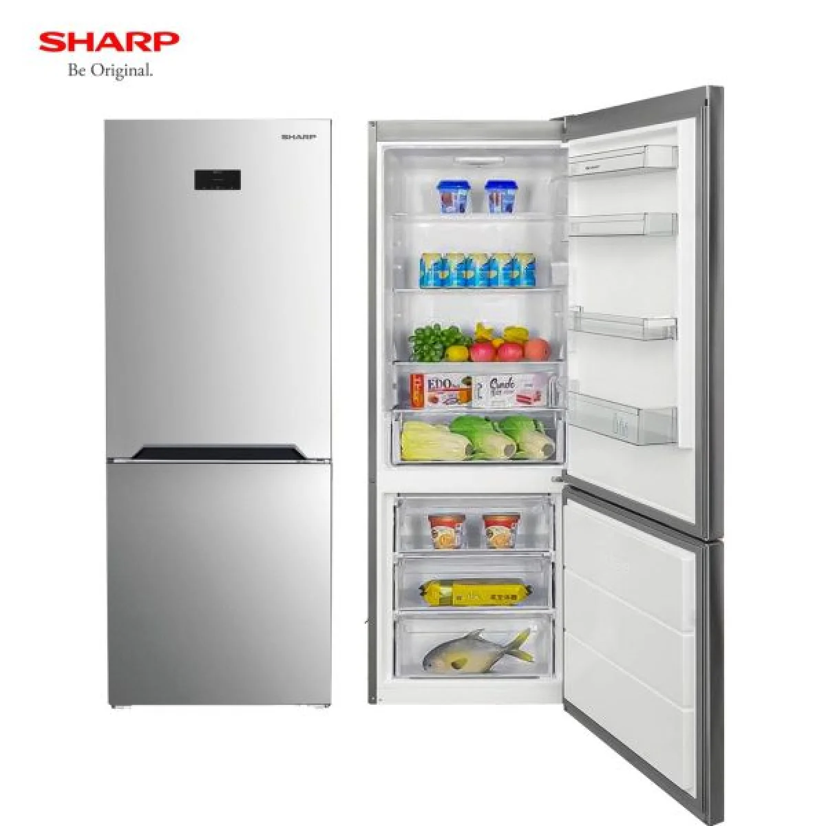 REFRIGERATEUR SHARP COMBINE 3TIROIRS 465LITRES SILVER NO FROST SJ-BG465D-HS2