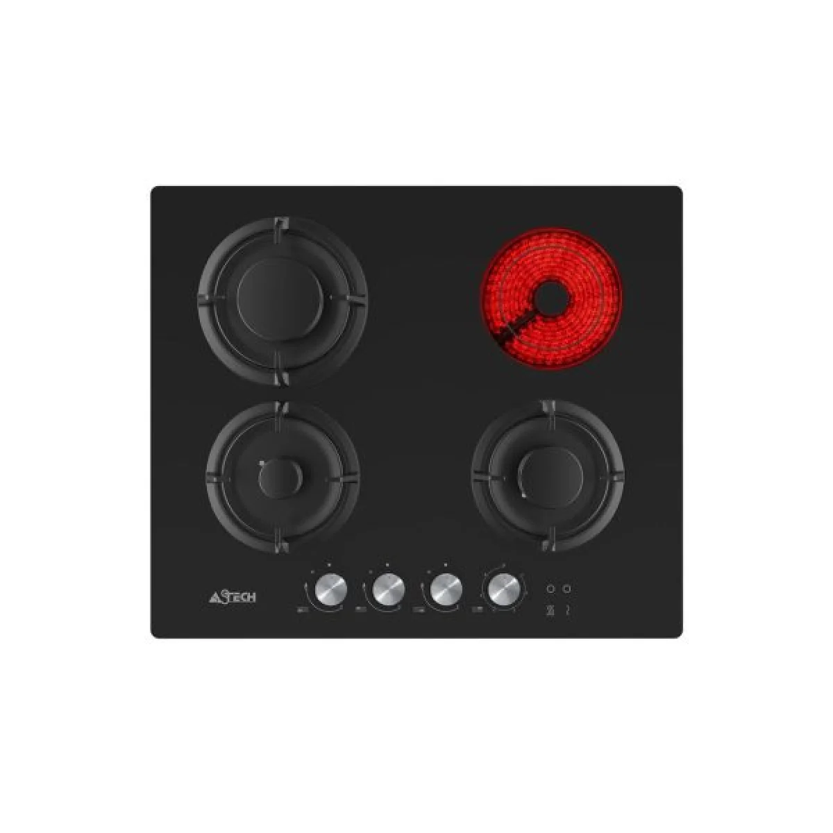 PLAQUE ASTECH  DE CUISSON  ENCASTRABLE  3FEUX ELECTRIC & 1FEUX GAZ 60X60 PL60CG-602NA