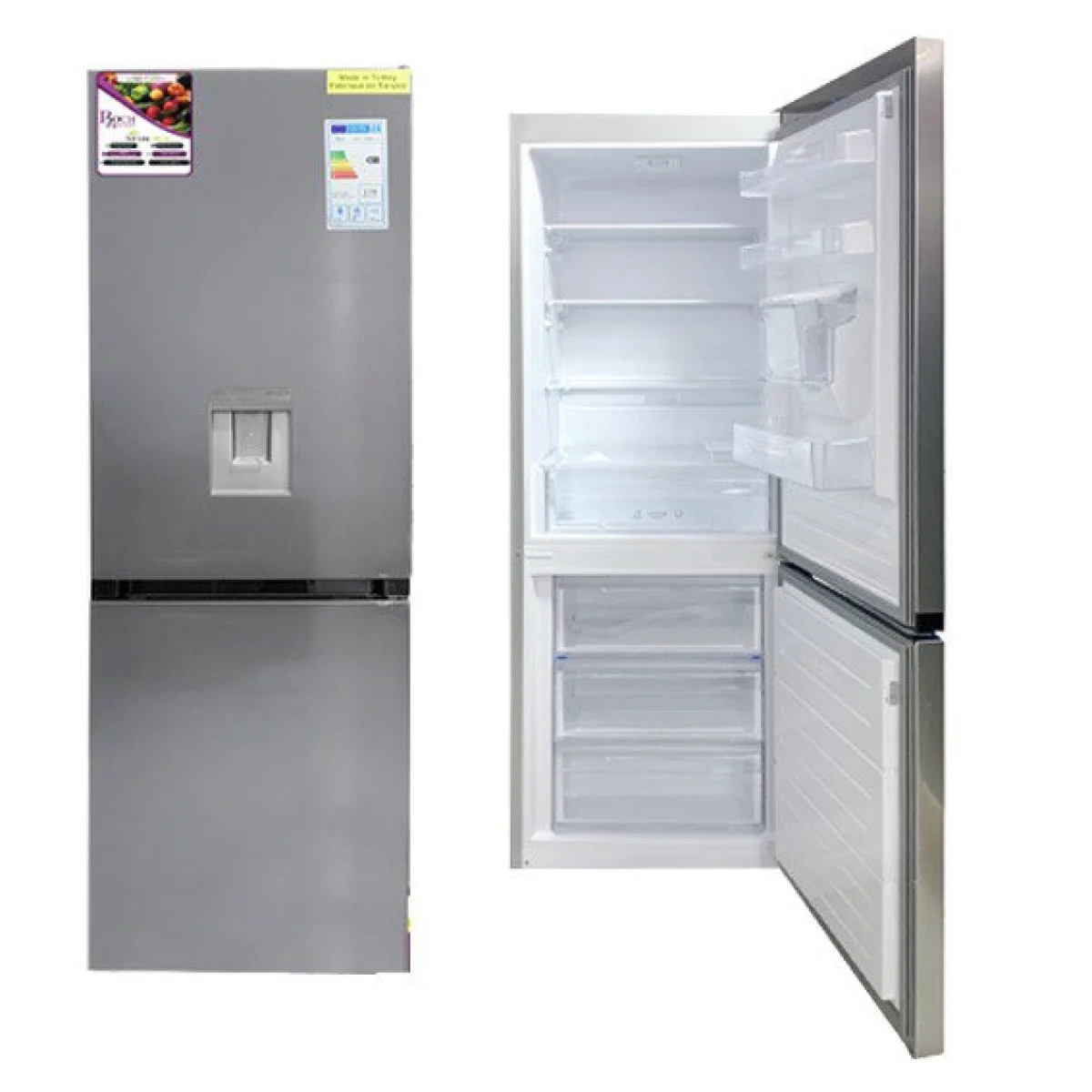 REFRIGERATEUR ROCH COMBINE 3TIROIRS 360LITRES AVEC FONTAINE GRIS 360DB-B