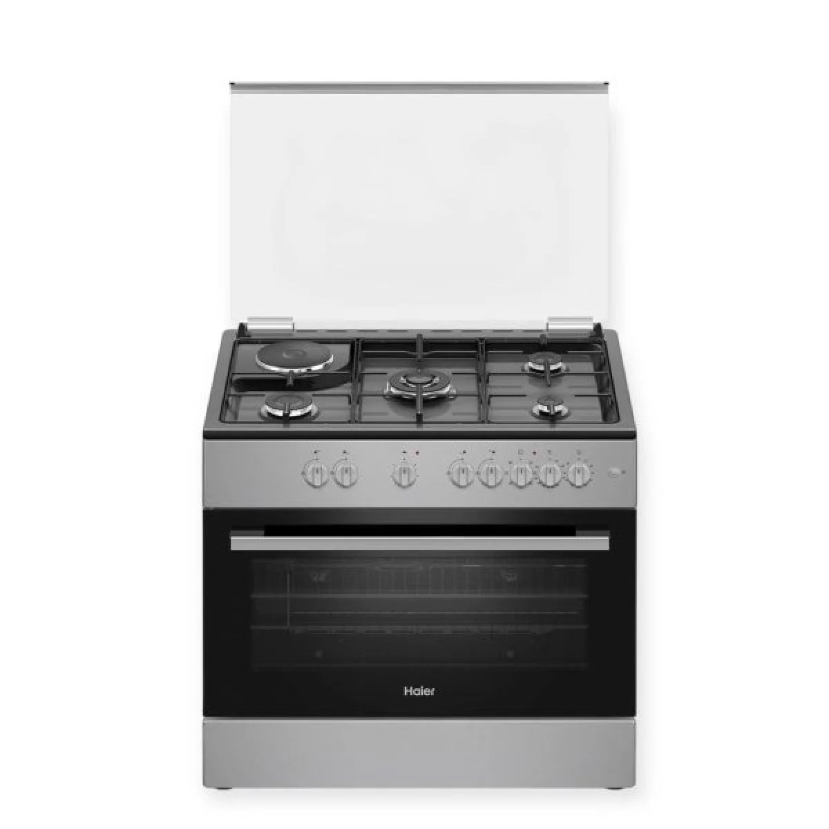 CUISINIERE HAIER 5FEUX 90X60 4F A GAZ + TF ELECTRIQUE + FOUR ELECTRIQUE GRIS HCR6041EESB