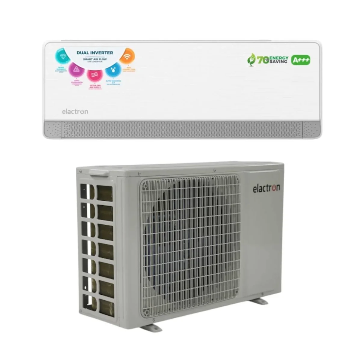  SPLIT ELACTRON DUEL INVERTER GAZ R410 +WIFI BLANC–9000 A 18000 BTU (1,25 CV A 2 CV)