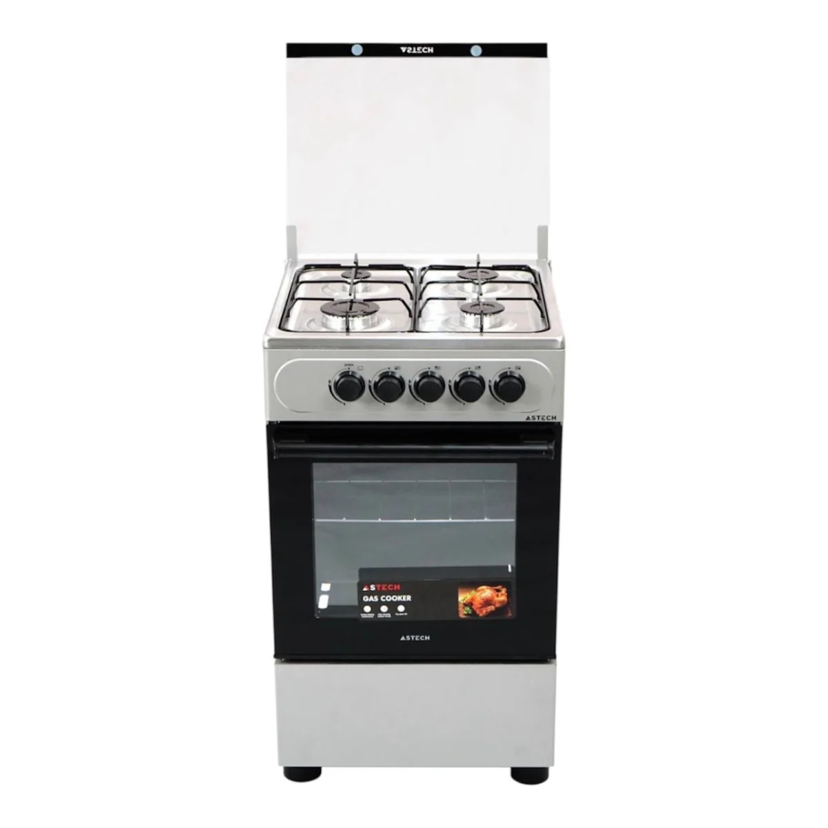 CUISINIERE ASTECH 4FEUX 50X50 A GAZ AVEC FOUR A GAZ INOX CLS50DASI