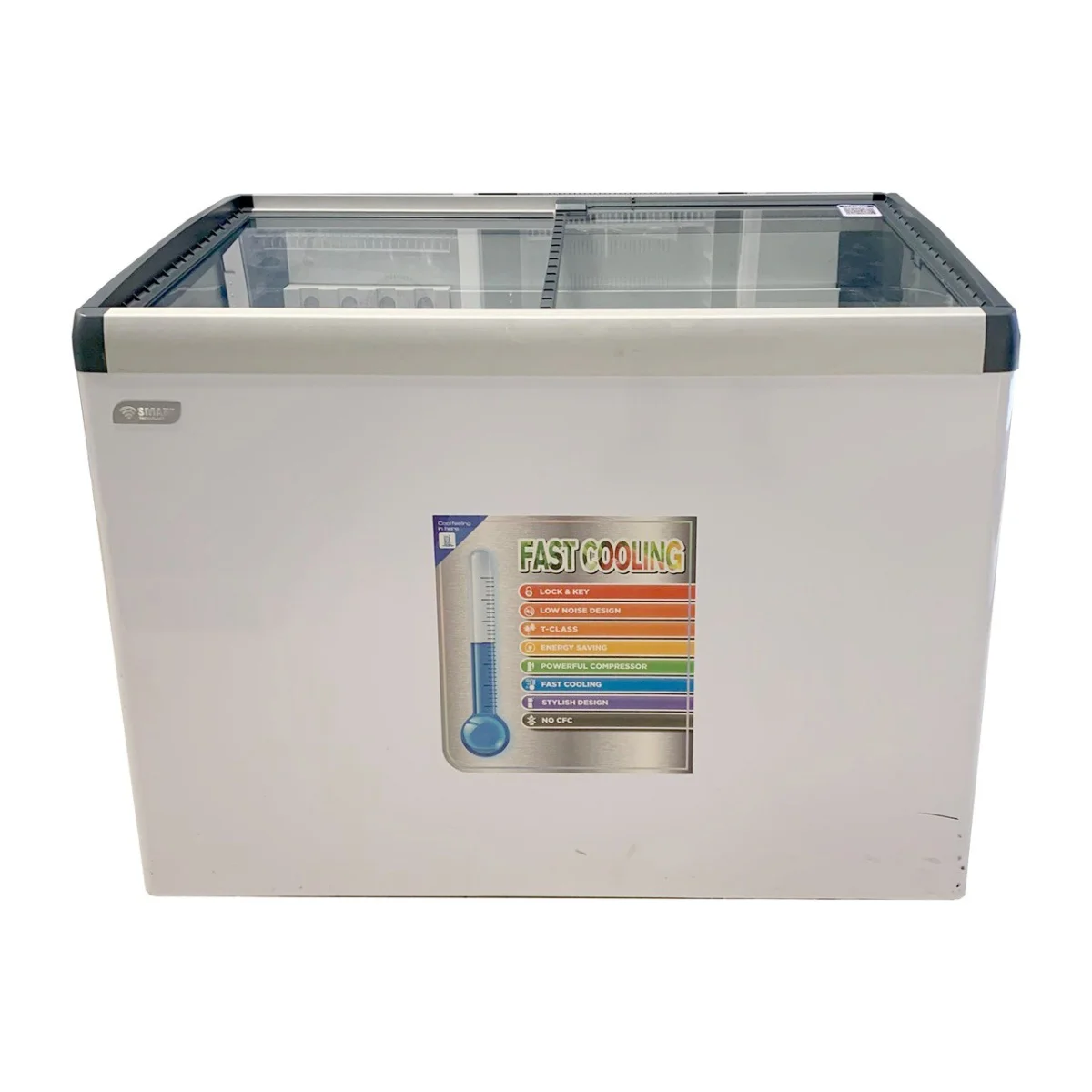 CONGELATEUR SMART TECHNOLOGY HORIZONTAL 400LITRES VITRINE BLANC STCCV-517
