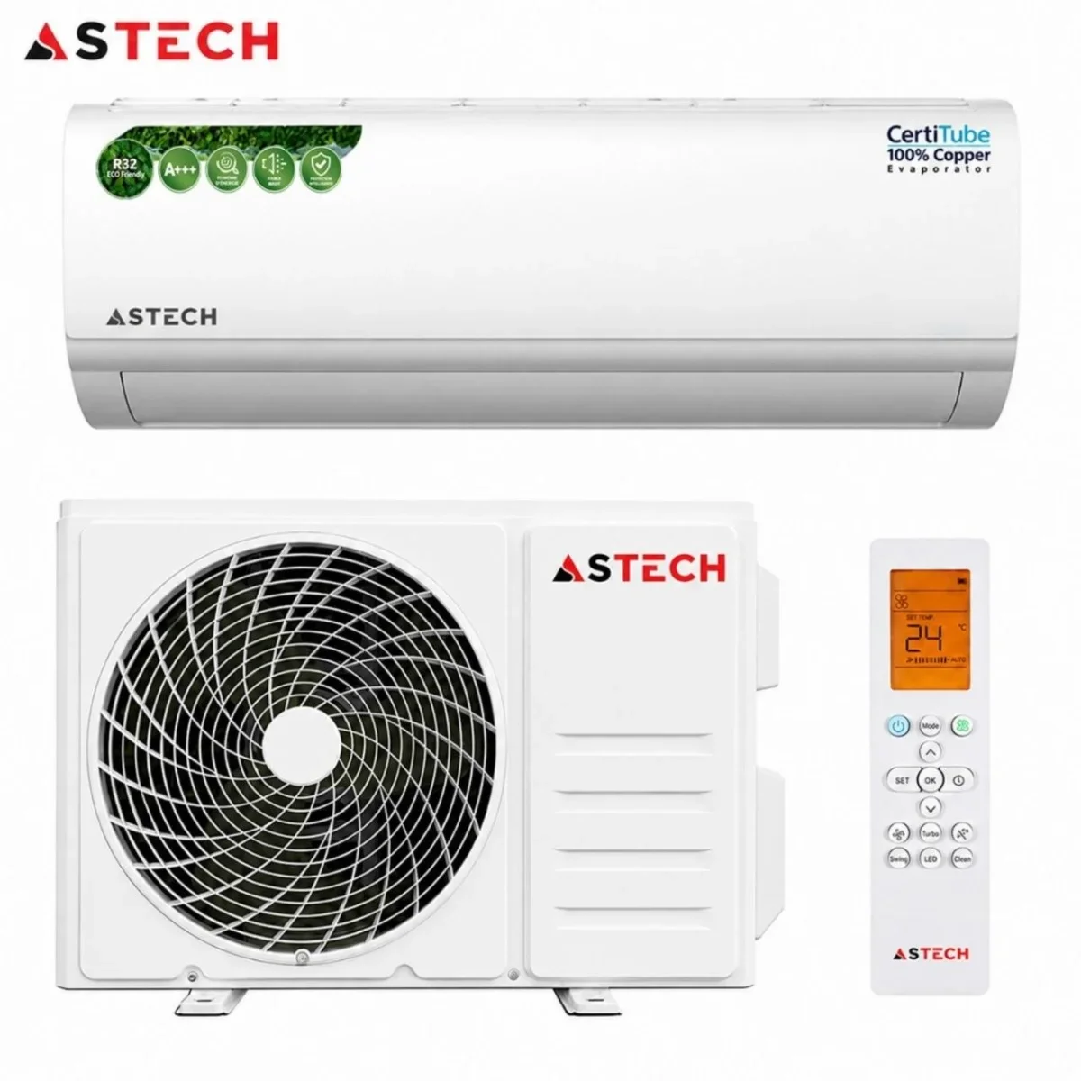 SPLIT ASTECH GAZ R410 A+++ – 9000 A 24000 BTU (1,25 CV A 3 CV)