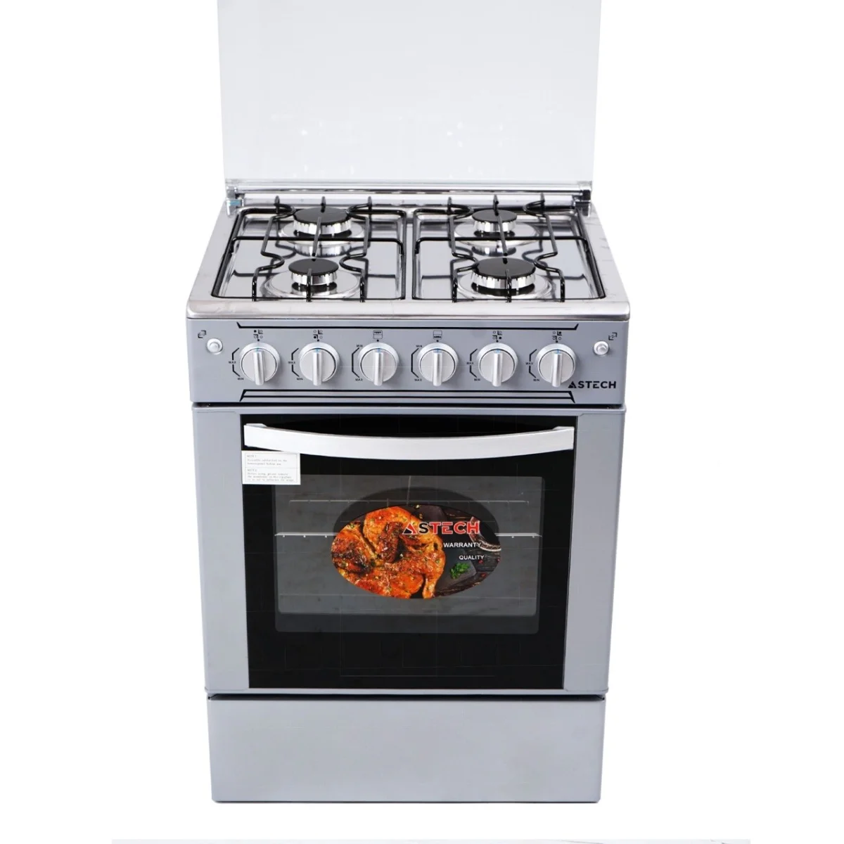 CUISINIERE ASTECH 4FEUX 60X60 A GAZ AVEC FOUR A GAZ INOX MIS CSI60MS