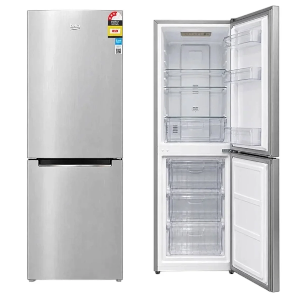 REFRIGERATEUR BEKO COMBINE 3TIROIRS SILVER 270LITRES BEKORCNO270K20X