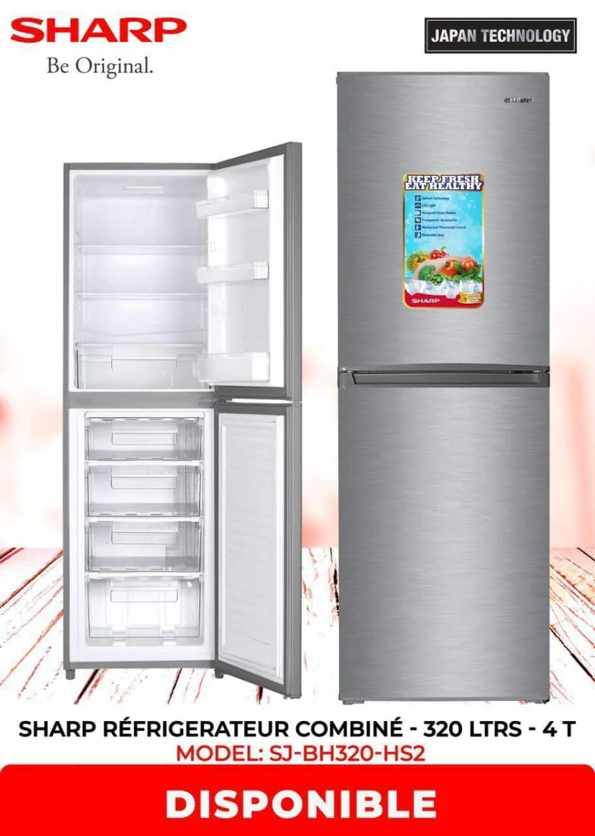 REFRIGERATEUR SHARP COMBINE 4TIROIRS 320LITRES SILVER SJ-BH320-HS2
