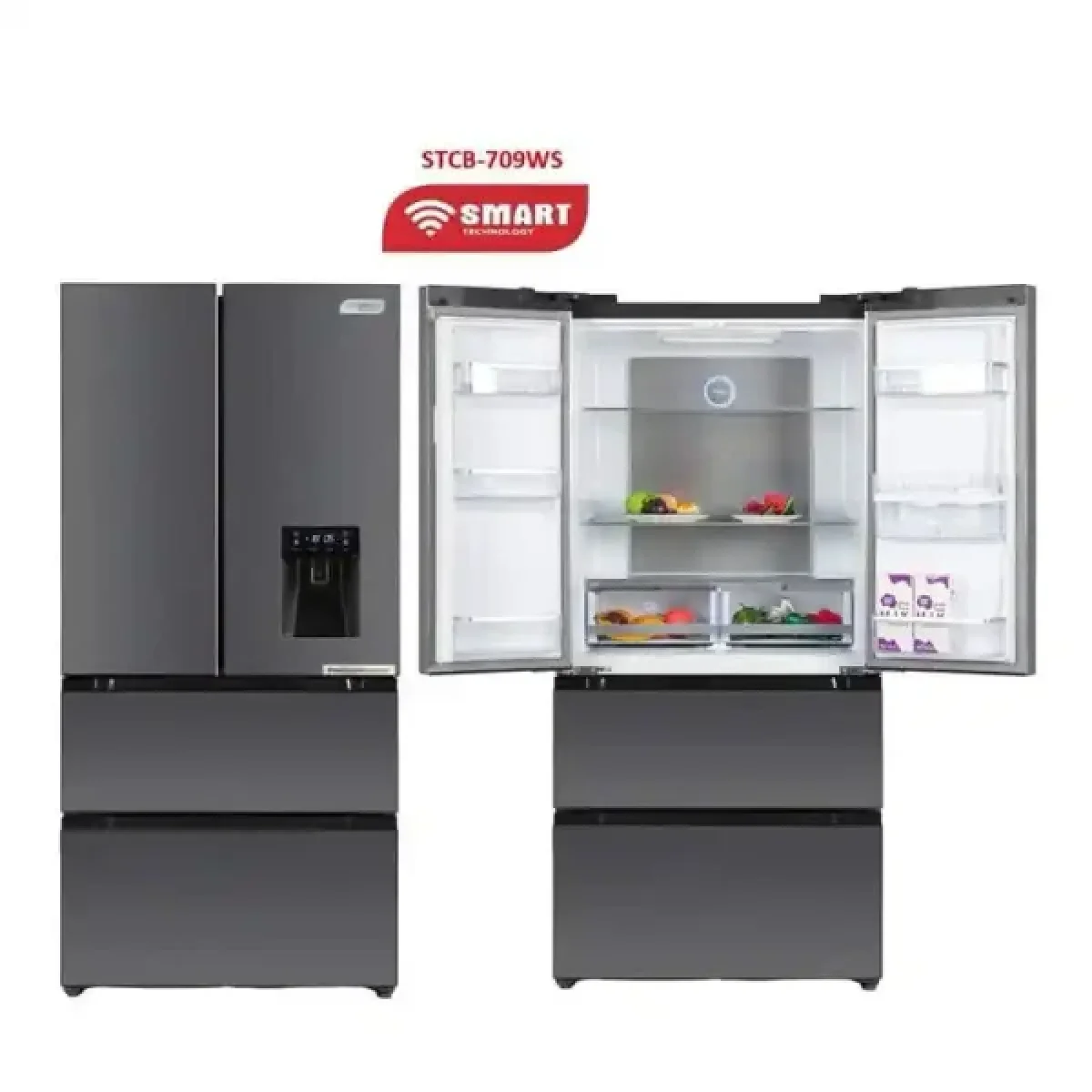 REFRIGERATEUR SMART TECHNOLOGY SIDE BY SIDE 2TIROIRS 506L AVEC FONTAINE  STCB-709WS