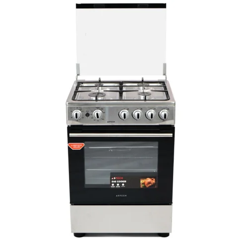 CUISINIERE ASTECH 4FEUX 60X60 A GAZ AVEC FOUR A GAZ INOX CK63DA010