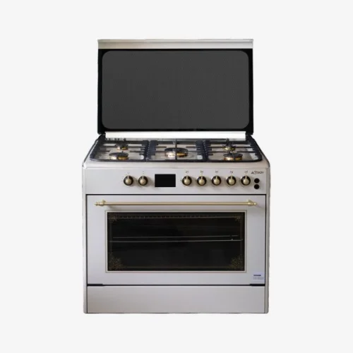CUISINIERE ASTECH 90/60 5FEUX FULL OPTION VENTILO+ECRAN INOX GOLD CK90ART