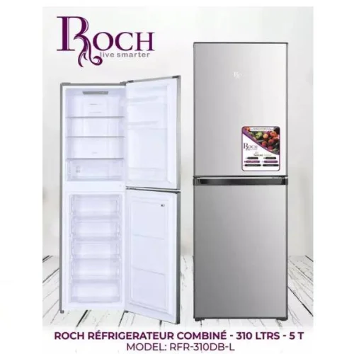 REFRIGERATEUR ROCH COMBINE 5TIROIRS 251LITRES SILVER RFR310DBL