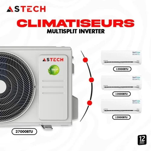 SPLIT ASTECH MURAL Multi-Split INVERTER 27000BTU DOUBLE EVAP(EVAP 3X12000BTU)