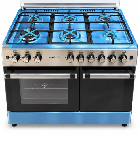 CUISINIERE ELACTRON 6FEUX 90X60 A GAZ AVEC FOUR A GAZ AVEC PORTE BOUTEILLE F9SG60G2-IX