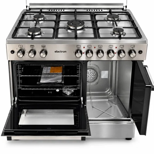 CUISINIERE ELACTRON 5FEUX 90X60 A GAZ AVEC FOUR A GAZ AVEC PORTE BOUTEILLE F9SG50G2-IX