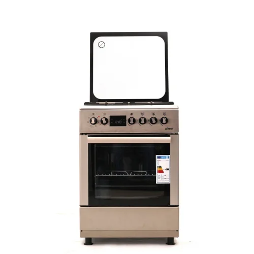 CUISINIERE ASTECH 60/60 4FEUX INOX AVEC ECRAN ET CHALEUR TOURNENTE CK66ELCF