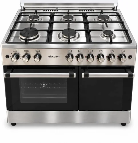 CUISINIERE ELACTRON 6FEUX 90X60 A GAZ AVEC FOUR A GAZ AVEC PORTE BOUTEILLE F9SG60G2-IX