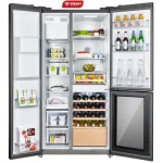 REFRIGERATEUR SMART TECHNOLOGY SIDE BY SIDE 3PORTES DIST D’EAU ET GLACON 548L GRIS STR-5821S