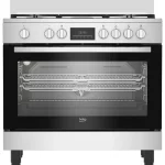 CUISINIERE BEKO 5FEUX 90X60 A GAZ FULL OPTION VENTILO+ FOUR ELECTRIQUE INOX BGM11226EX