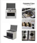 CUISINIERE ASTECH 90/60 5FEUX FULL OPTION VENTILO+ECRAN INOX GOLD CK90ART