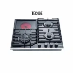 PLAQUE TECHNOLUX ENCASTRABLE 4FEUX 60X60 3F A GAZ ET 1F ELECTRIQUE NOIR TEC4GE