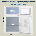 REFRIGERATEUR KUMTEL 2PORTES 87LITRES BLANC HTMF90EW