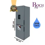REFRIGERATEUR ROCH COMBINE 3TIROIRS 360LITRES AVEC FONTAINE NOSFROST A+ARGENTE RFR-360DB-B