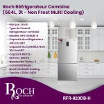  REFRIGERATEUR ROCH COMBINE 3TIROIRS 820LITRES SILVER RFR820DBH